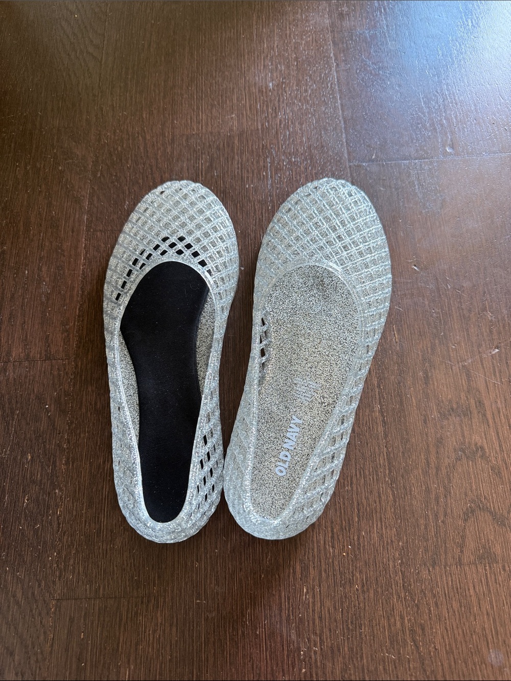 Clear silver Glitter jelly flats
